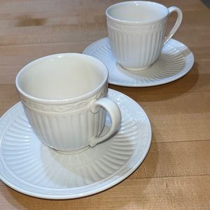 Mikasa Italian countryside tea/coffee cup & saucer, two sets.
